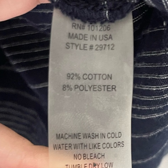 Soft Surroundings | Hooded Button Front Lightweight Striped Cardigan Navy White - Picture 5 of 6